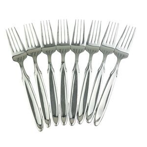 8 x Oneida Berkshire Salad Forks Stainless 18/10 Glossy 7 1/4” Flatware Fork